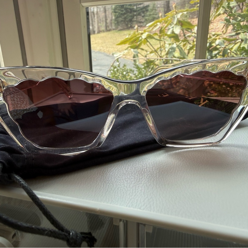 Krewe Brigitte Crystal Clear Frame Sunglasses with Pink Brown Gradient Lenses
